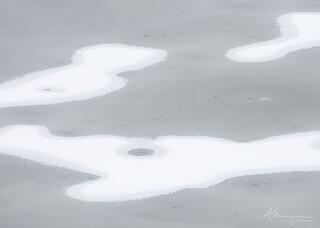 Ice and snow patterns on Vermillion Lakes, Banff National Park