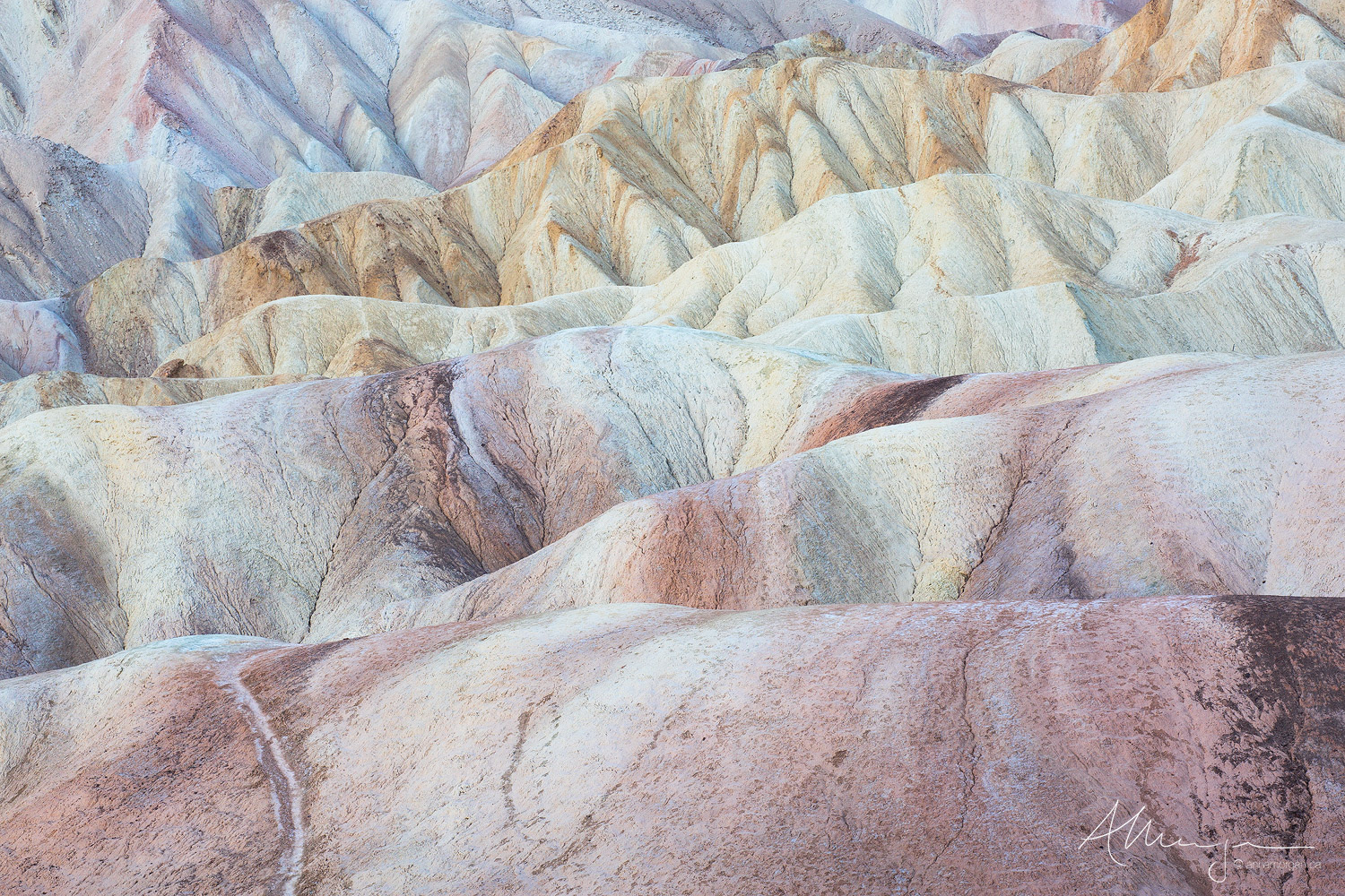Close up view of geological formations at Zabriskie point, Death Valley