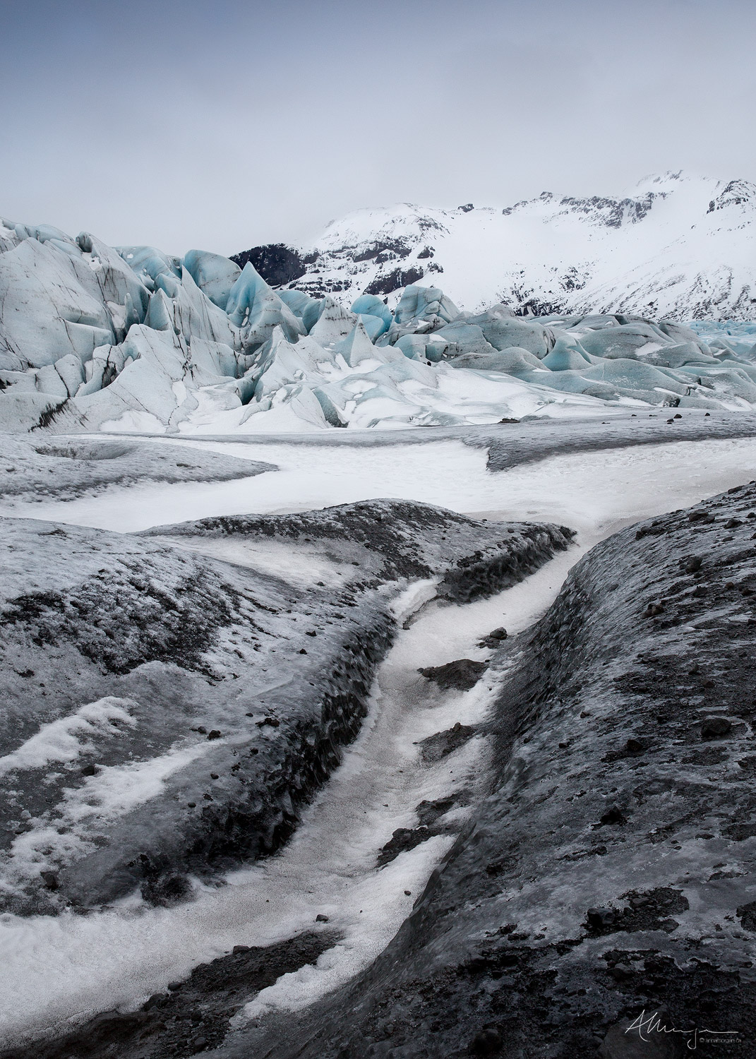 The Skaftafell glacier terminus in Vatnajokull National Park, Iceland.